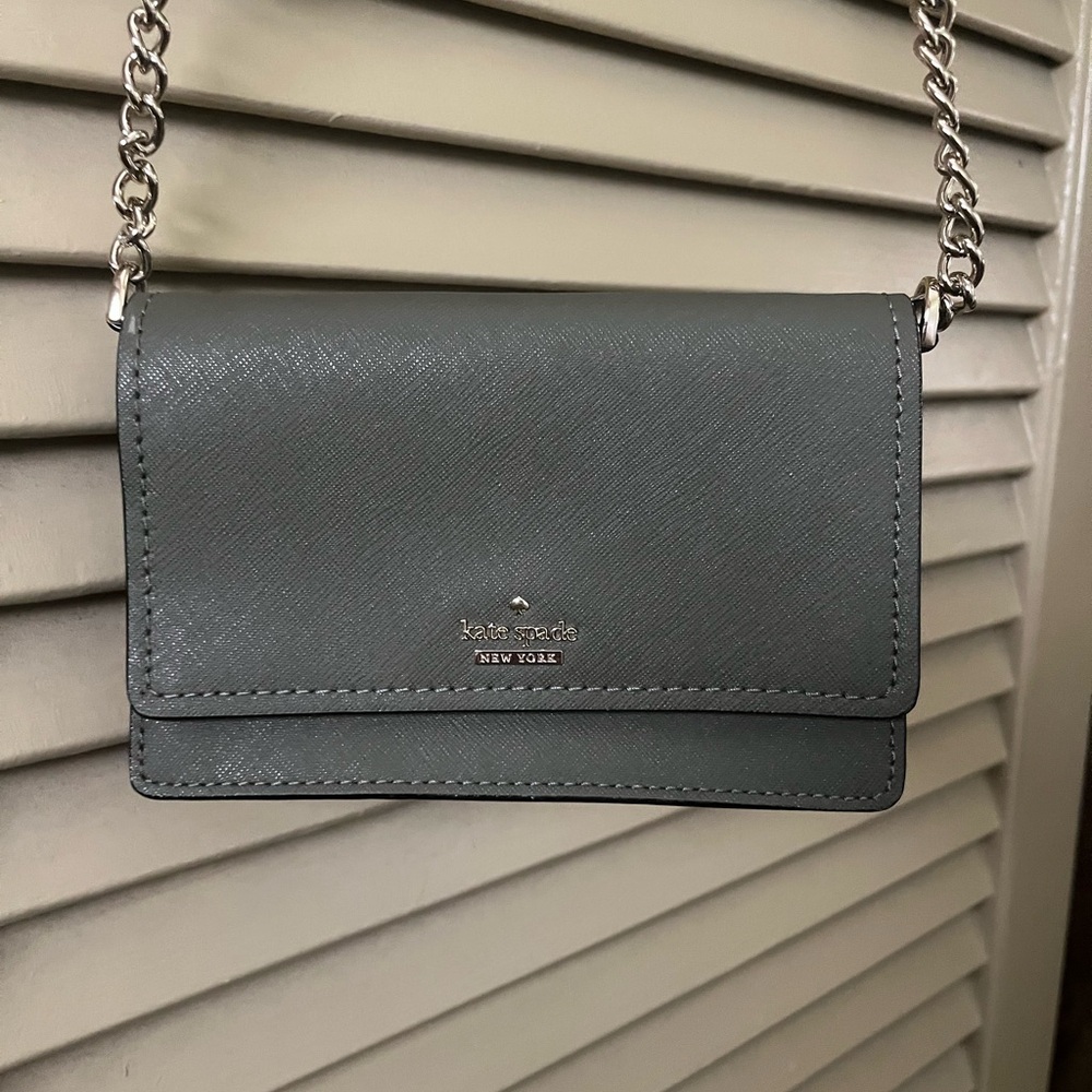 Kate Spade Gray Crossbody Bag with Flap Closure